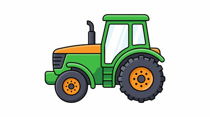 Naklejka premium A cartoon-style illustration of a green tractor