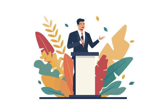 man in a suit giving speach isolated illustration