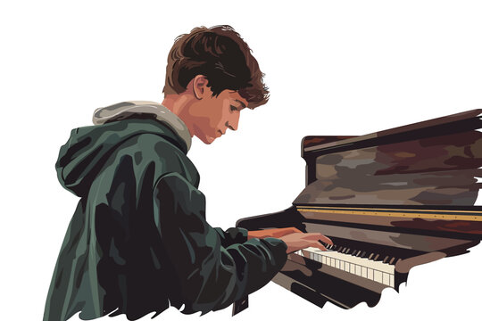 man playing on piano stock image isolated vector style