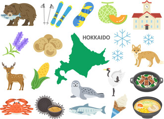 いろいろな、北海道名物・名産のイラストセット © R-DESIGN