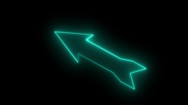 Animated green neon glowing double headed arrow icon on dark background