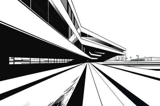 Modern architecture geometric lines isolated illustration