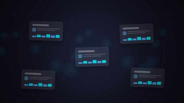Abstract digital interfaces on dark background