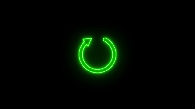 neon Loading animation. Round reload sign, repeat icon, refresh icon, rotate arrow icon sign and symbol, arrow circle loading icon animation.