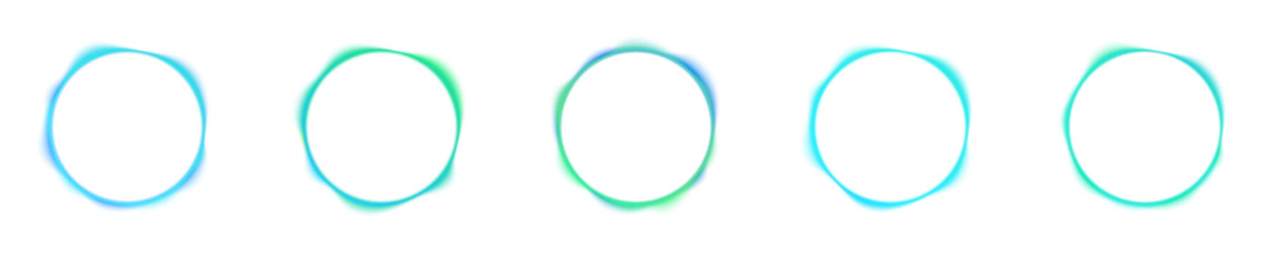 Abstract illustration of a glowing blue circular soundwave representing artificial intelligence voice recognition, smart assistant. Glowing neon blue circle with soft inner pulse frame PNG.