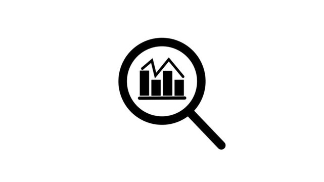 Magnifying glass with data analysis icon, simple design business growth concept animation. Business growth concept animation magnifying glass with data analysis icon