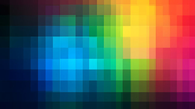Abstract background with a colorful mosaic pattern of square pixels.
