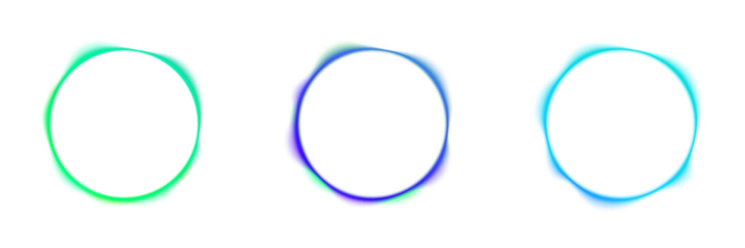 Glowing neon blue circle with soft inner pulse blends tech gradients. Smooth luminous edges create modern aesthetic. Ideal for artificial intelligence banners and digital audio frames PNG.