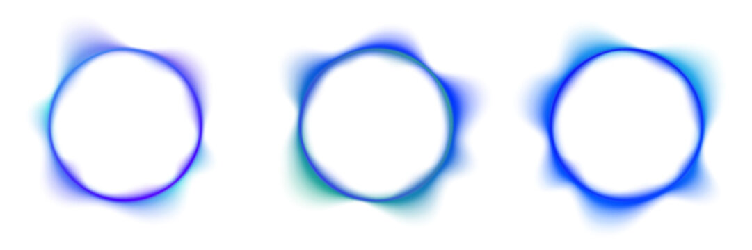 Glowing neon blue circle with soft inner pulse blends modern gradients. Smooth luminous edges create tech aesthetic. Ideal for artificial intelligence digital banners and logo frames PNG.