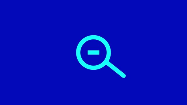 Magnifying glass zoom out icon animation with background.