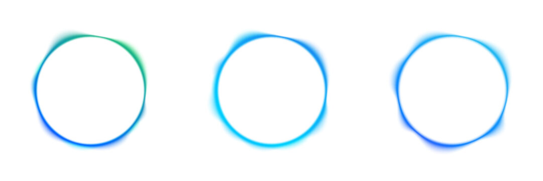 Abstract illustration of a glowing blue circular soundwave representing artificial intelligence voice recognition, smart assistant, digital audio signal, neon blue wave circle pattern PNG.