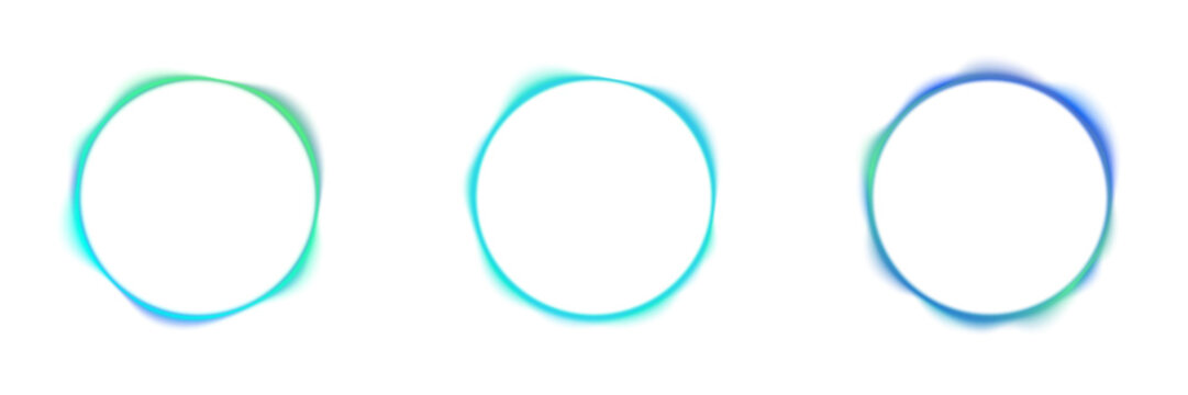 Glowing neon blue circle with soft inner pulse blends modern gradients. Smooth luminous edges create tech aesthetic. Ideal for artificial intelligence digital banners and logo frames PNG.