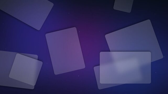 Abstract floating white cards on dark purple background