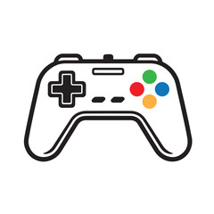 Simple vector art of a game console joystick icon, featuring clean outlines, minimalist gaming design, modern technology concept, digital entertainment theme, and professional logo inspired artwork. © primus