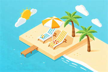 Obraz premium Summer Beach Illustration