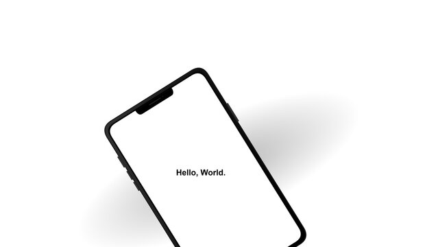 Modern Smartphone Mockup with Hello World Screen Isolated