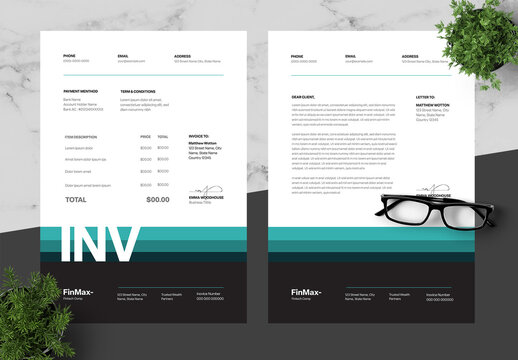 Blue And Black Fintech Invoice Letterhead