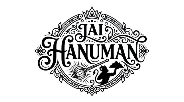 Jai Hanuman Hindu Monkey God Symbol.