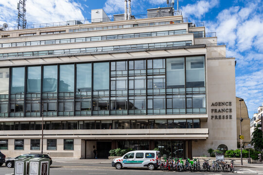 Paris, France - June 17, 2026: Headquarters of the Agence France-Presse (AFP), a French international news agency present in 150 countries, founded in 1835 as Havas and renamed in 1944.