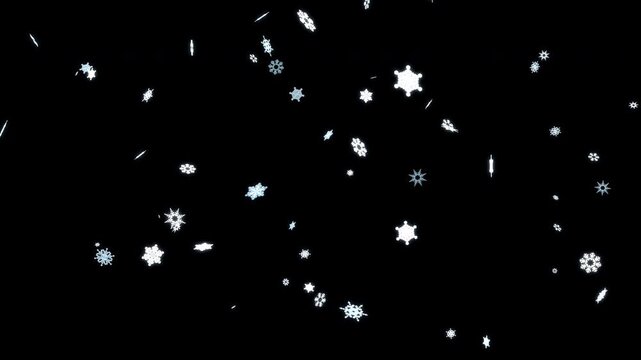 Snowflakes falling loop animation on transparent background