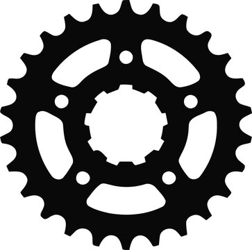 Bike gear sprocket black silhouette isolated.