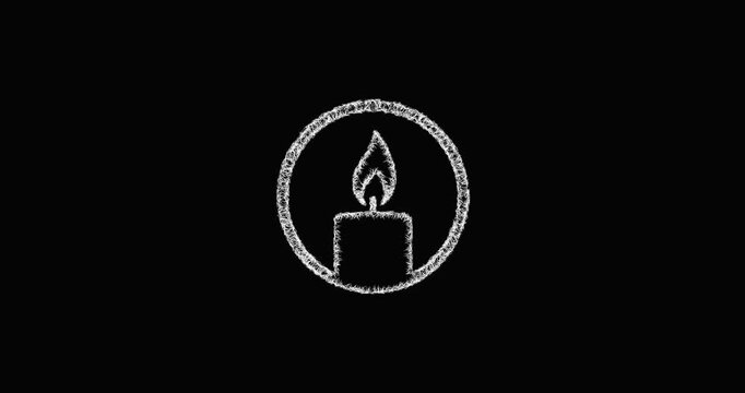 Sketch candle icon animation - smooth progressive reveal