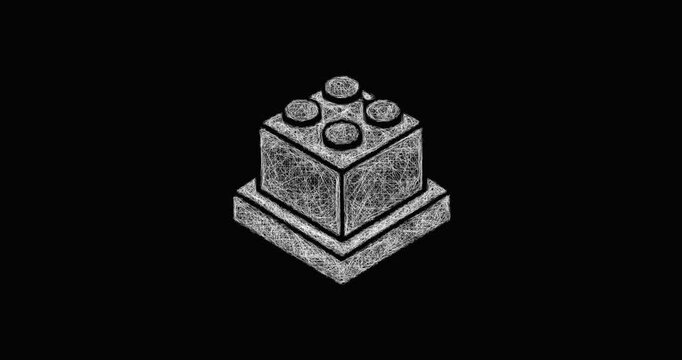 Sketch foundation block icon animation - smooth progressive reveal