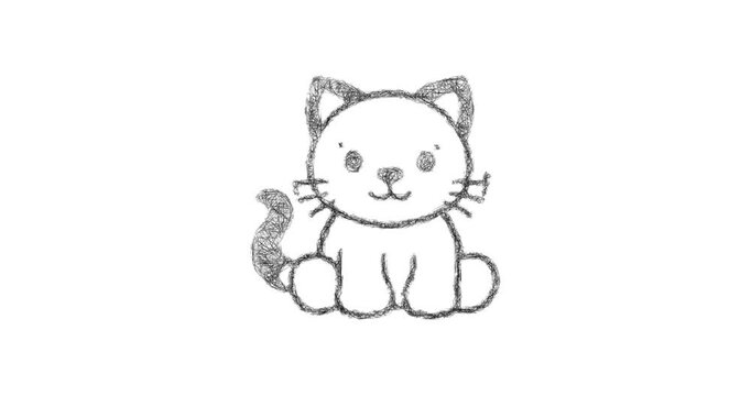 Sketch toy cat icon animation - smooth progressive reveal