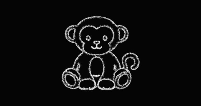 Sketch toy monkey icon animation - smooth progressive reveal