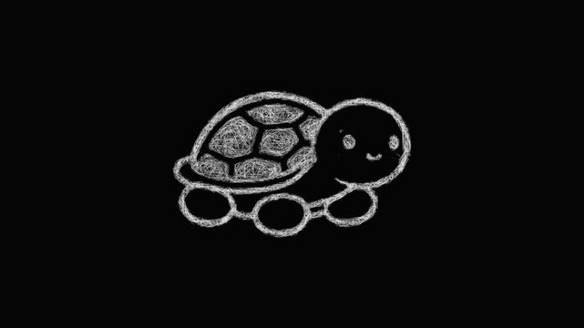 Sketch toy turtle icon animation - smooth progressive reveal
