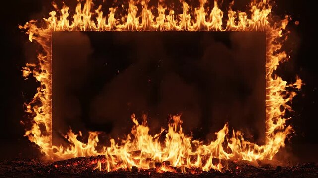Flames forming a rectangular frame