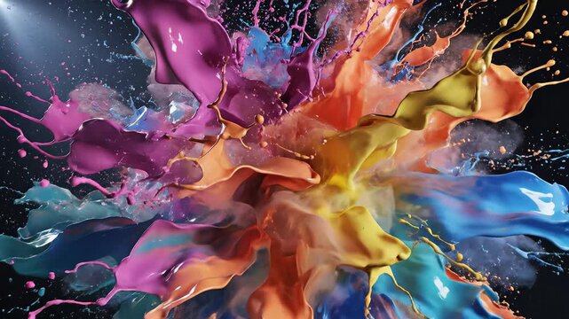 Colorful paint splatter explosion