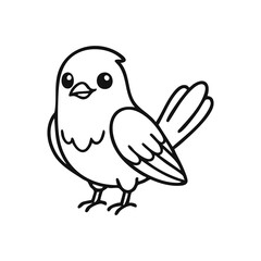 Fototapeta premium Cute little bird standing side view coloring page for kids