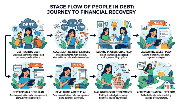 People in debt journey to financial recovery with help