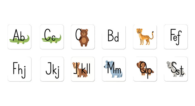 Educational animal and letter flashcards for early learning