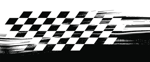 Rectangle frame, checkerboard border vignette with racing flag inspired pattern for sports design, game themes, posters, and modern vector decoration on transparent background. © AYAT