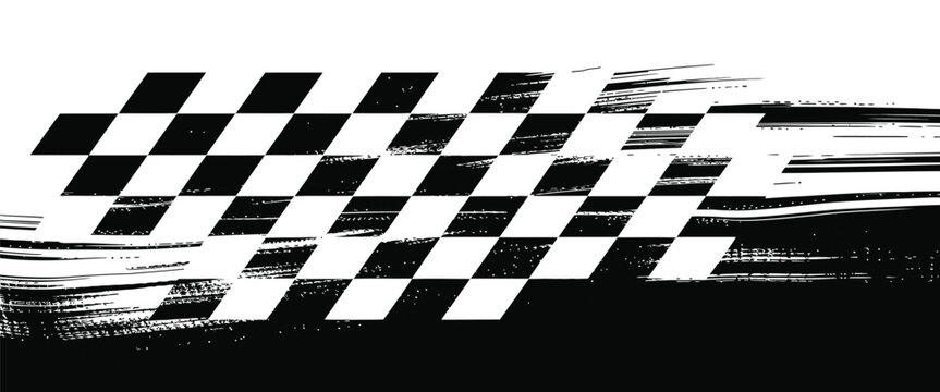 Rectangle frame, checkerboard border vignette with racing flag inspired pattern for sports design, game themes, posters, and modern vector decoration on transparent background.