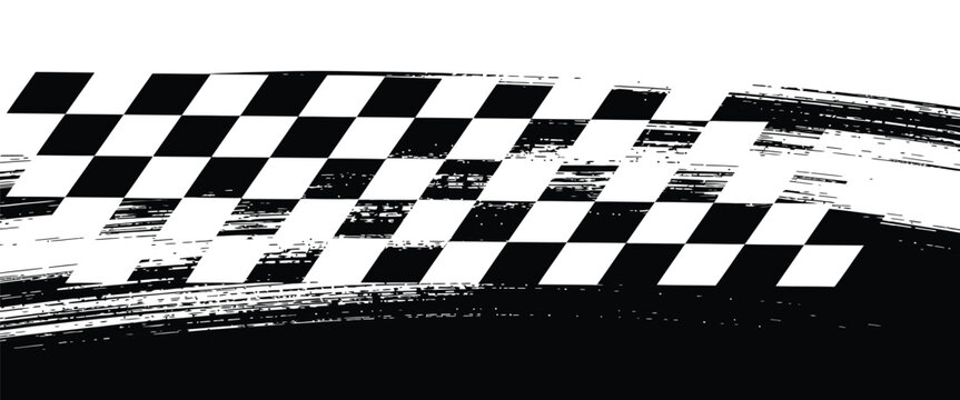 Rectangle frame, checkerboard border vignette with racing flag inspired pattern for sports design, game themes, posters, and modern vector decoration on transparent background.
