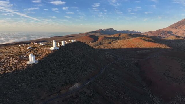Teide Observatory and Mount Teide Volcano at Sunrise, Tenerife, Canary Islands, Spain