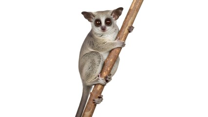 Obraz premium Cute Bushbaby Lemur Perched on a Tree Branch with Wide Eyes and Soft Grey Fur