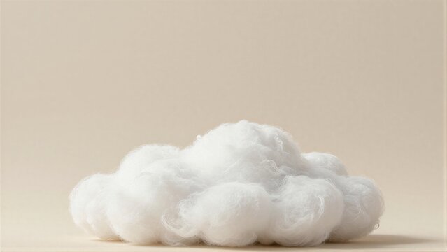 Soft white cloud-like fiber rests gently against a warm beige background.