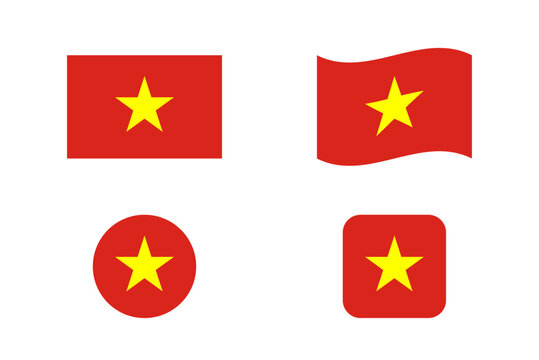 Vietnam national flag. The Vietnamese national flag is a flat vector, flying, rounded and square.