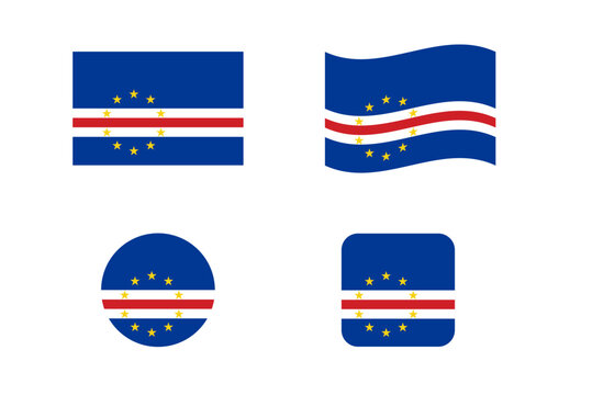 The national flag of Cabo Verde. The Cabo Verde national flag is a flat vector image, flying and featuring rounded and squared edges.