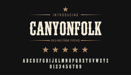 Canyonfolk Vintage western slab serif typeface for heritage branding and classic design © 777SKYLABS