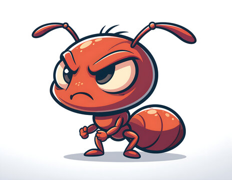 Cute angry red ant cartoon vector with expressive emotions and playful character design, ideal for stickers, education, children's content, mascots, and illustrations.