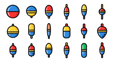 Fishing Bobber and Float Icon Set © Marchell