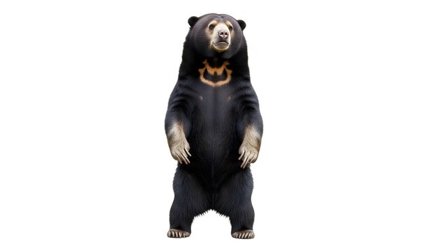 Sun Bear Standing Upright on a White Background animal wildlife ursus malayanus