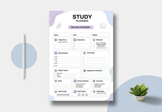 Study Planner Template Layout