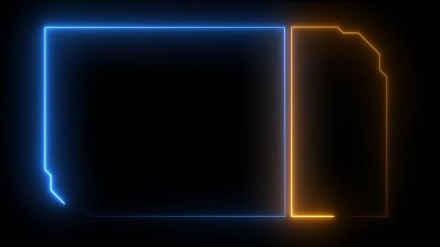 Technology hologram frame border and viewfinder element, Digital HUD futuristic motion graphic element cyber generated background. HUD template callout animation