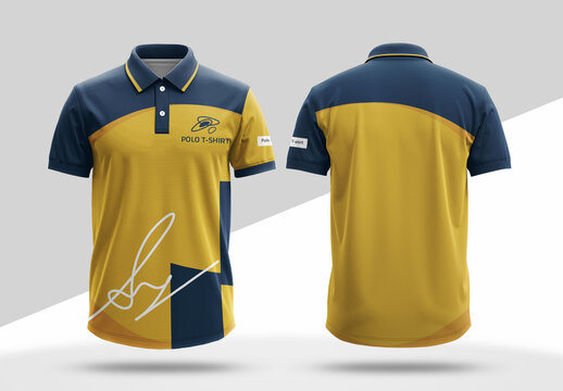 Yellow Blue Corporate Polo Shirt Template